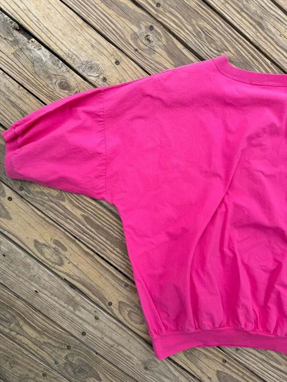 Vintage 80s Hot Pink Batwing Dolman Sleeve Carousel Graphic Sweatshirt - Picture 3 of 5